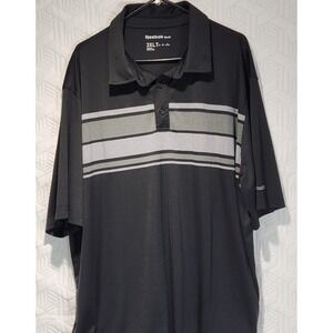 Reebok Golf Playdry 3XLT Polo Shirt men's perform Striped black/gray Short Sleev